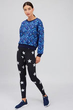 Load image into Gallery viewer, Terez Foil Legging - Black with Silver Stars