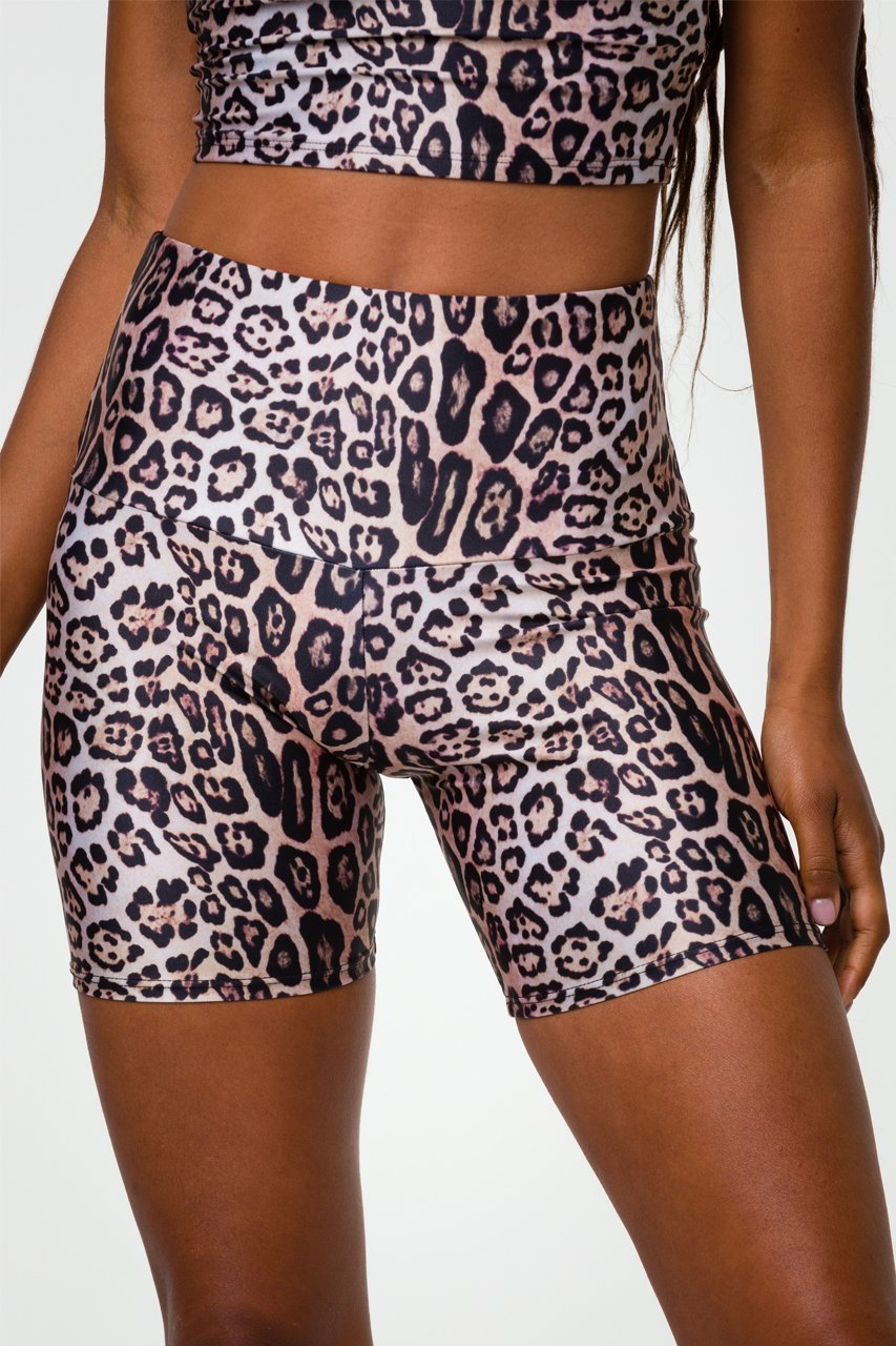 Onzie High Rise Mini Biker Shorts Leopard C.O.R.E. grow strong