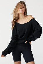 Load image into Gallery viewer, Joah Brown Seeker Off the Shoulder Sweater- Black Waffle
