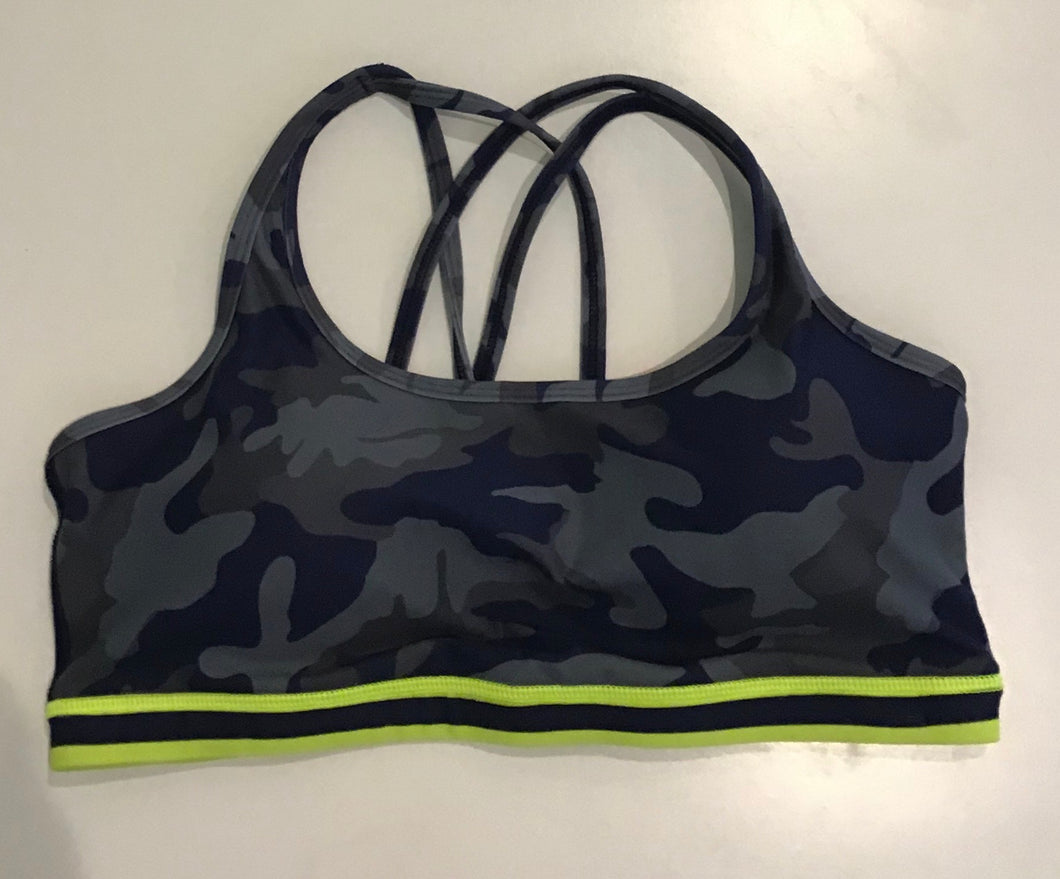 WITH Strappy Bra- Navy/Gray Camo w Neon Band